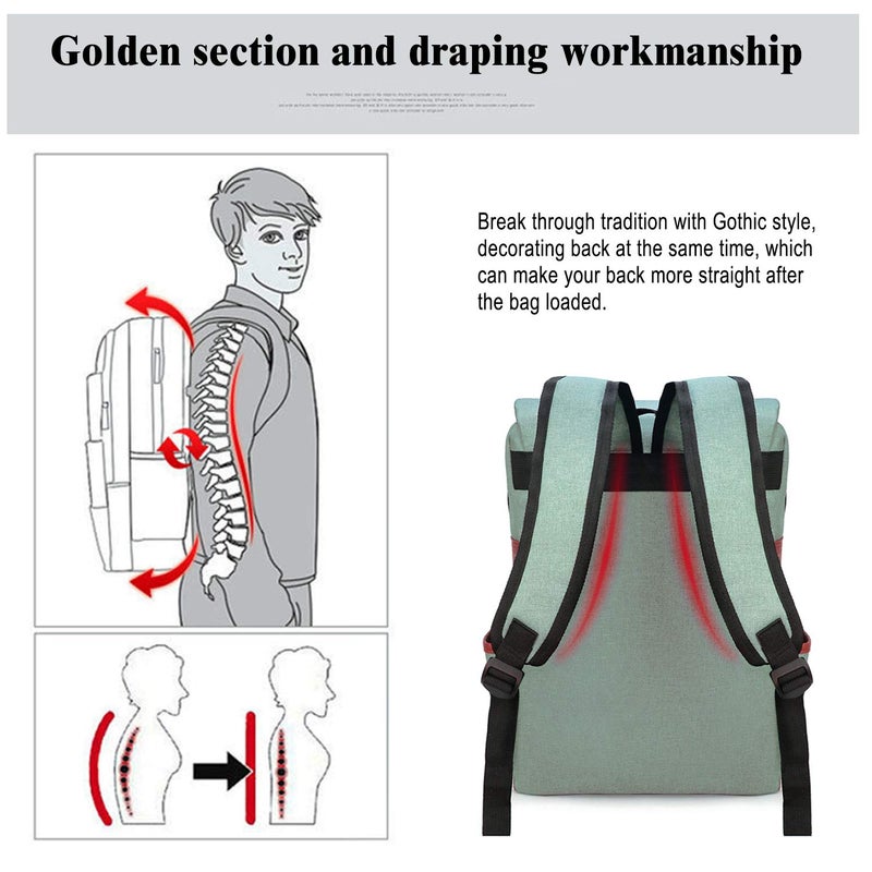 Junlion Vintage Laptop Backpack Gift for Women Men, School College Slim Backpack Fits 15.6 inch Macbook Green - Image 3